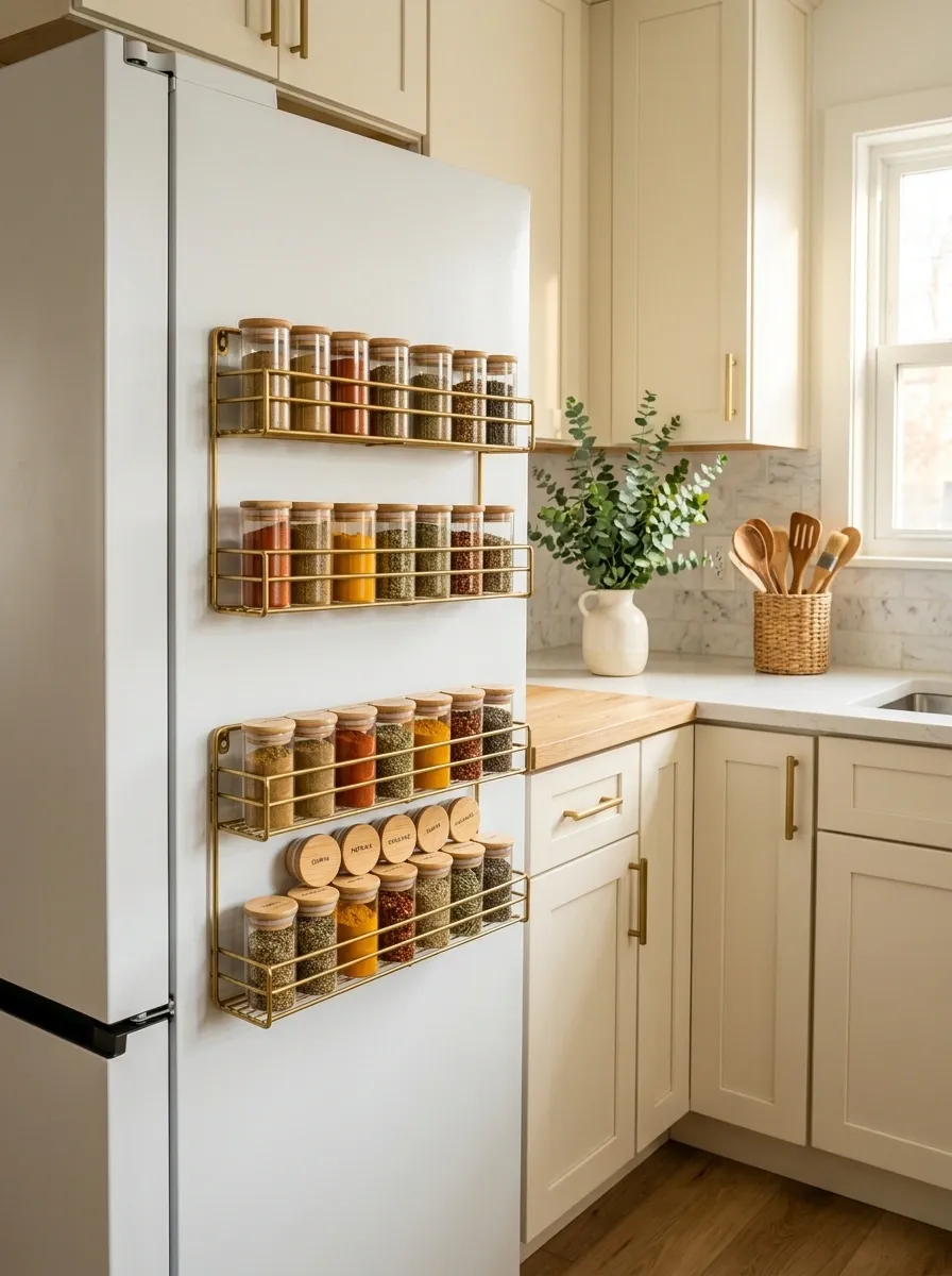 Magnetic Spice Racks on the Fridge