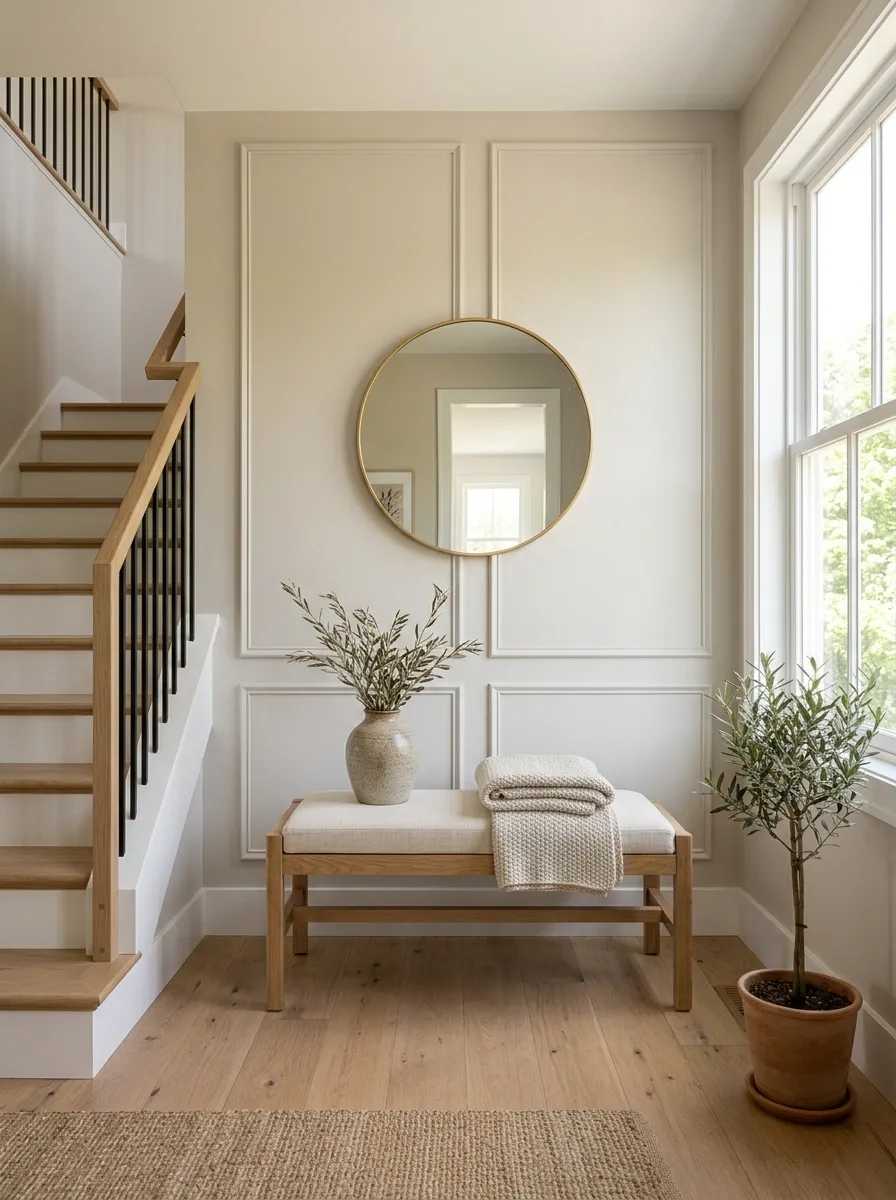Make a Small Landing Feel Bigger With Lower Visual Furniture