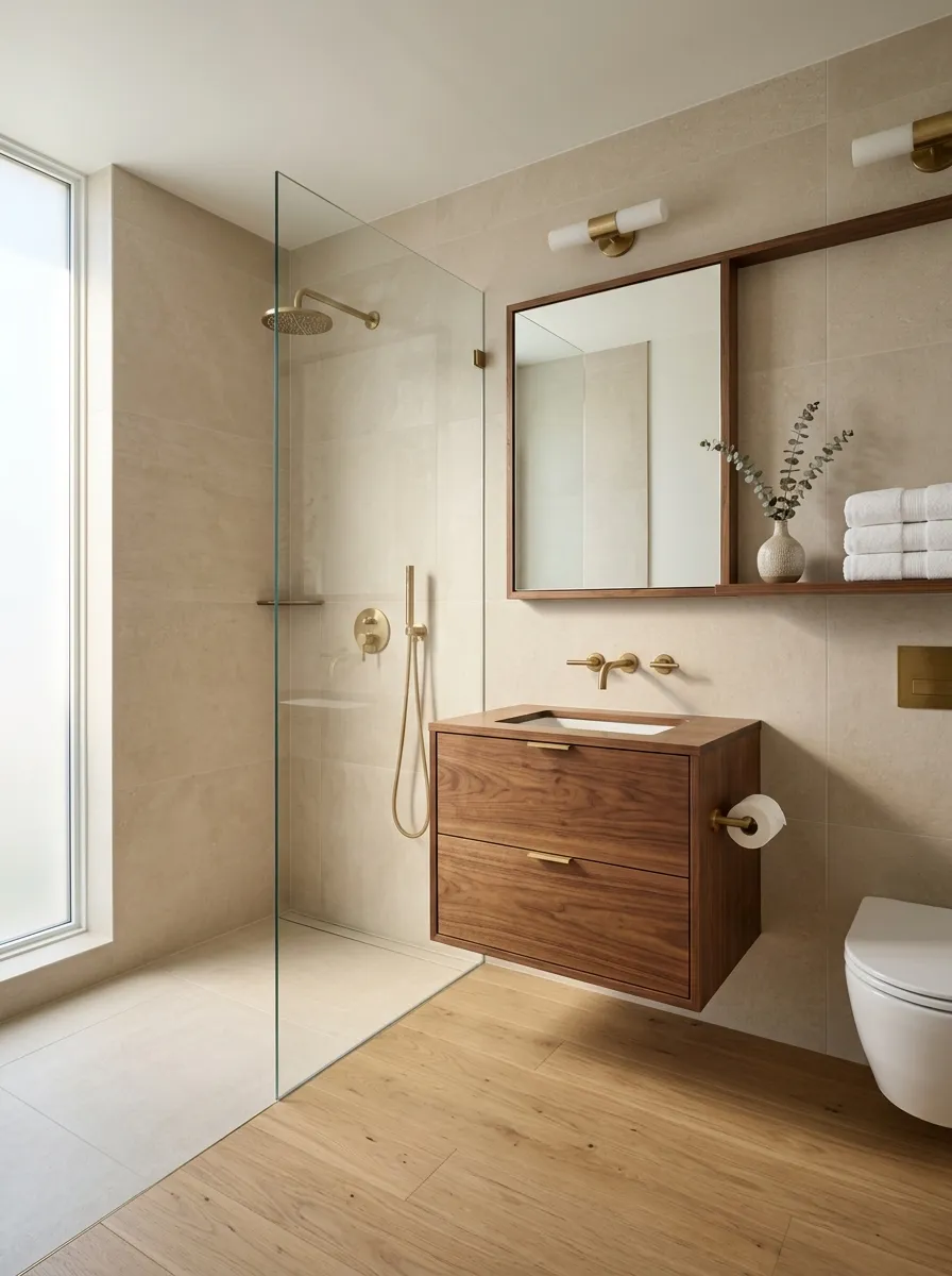 Make a Tiny Bathroom Feel Larger With Consistent Materials