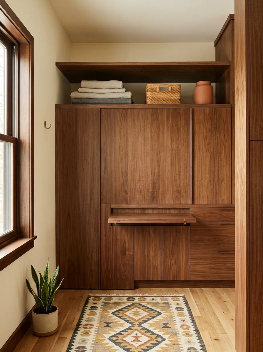 Mid-Century Laundry Corner Hidden Inside a Compact Utility Space