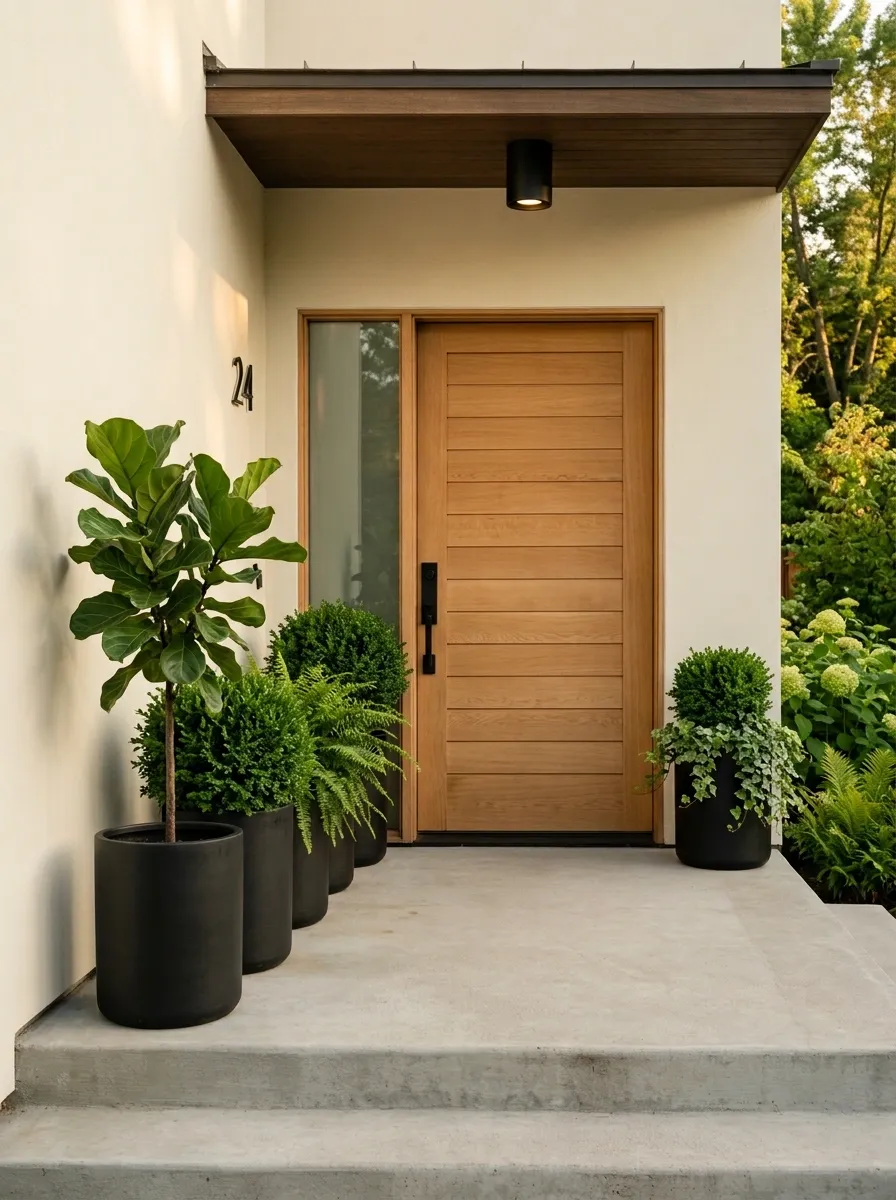 Minimal Black-and-Green Container Garden