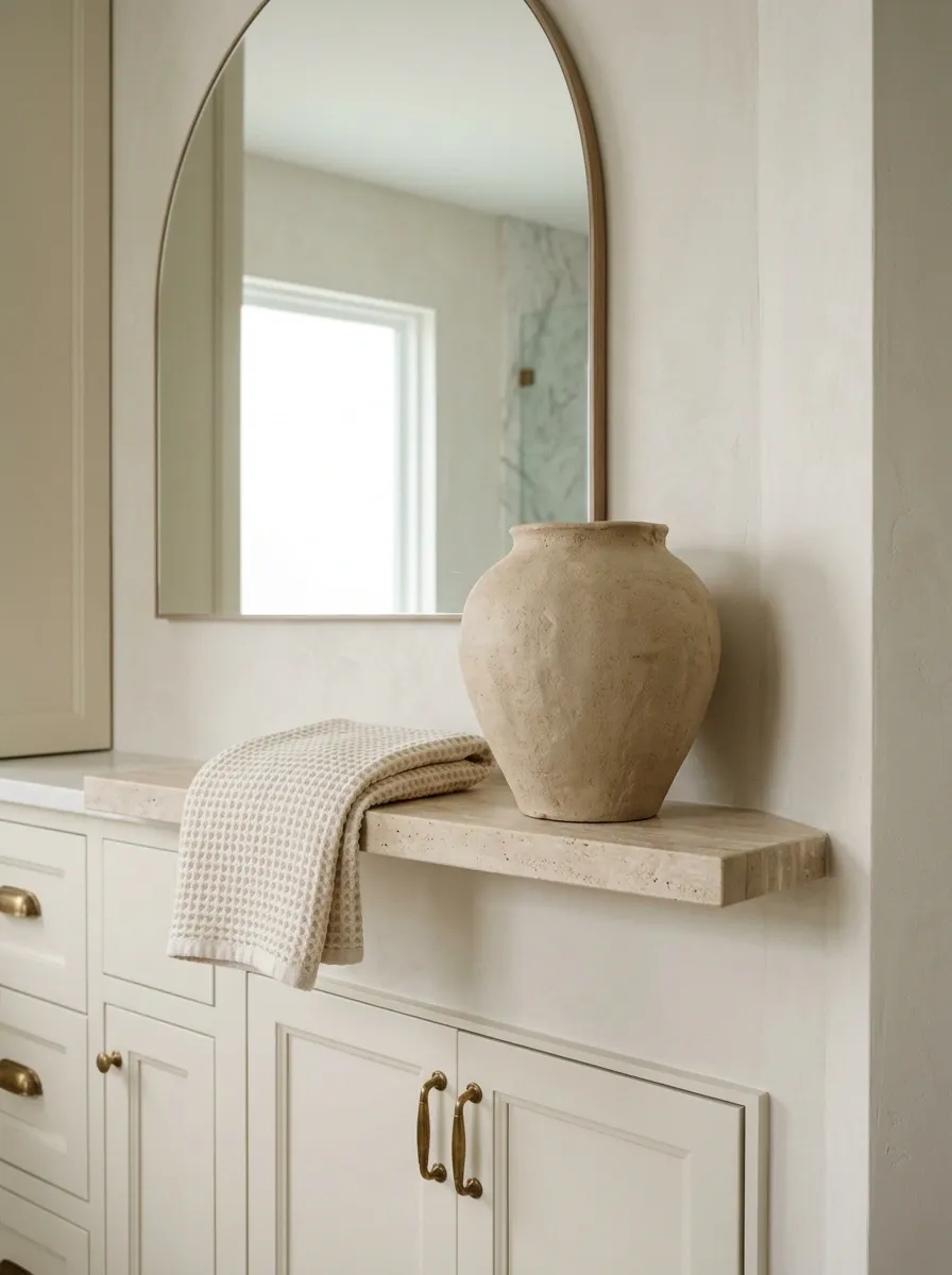 Minimal Floating Shelf With One Ceramic Statement Piece