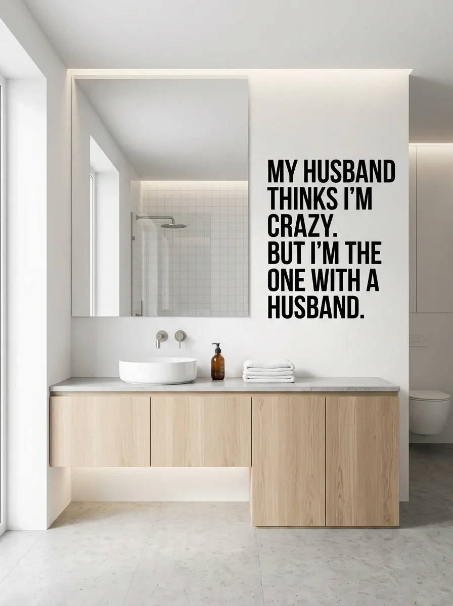 Minimalist White Bathroom With One Very Blunt Message