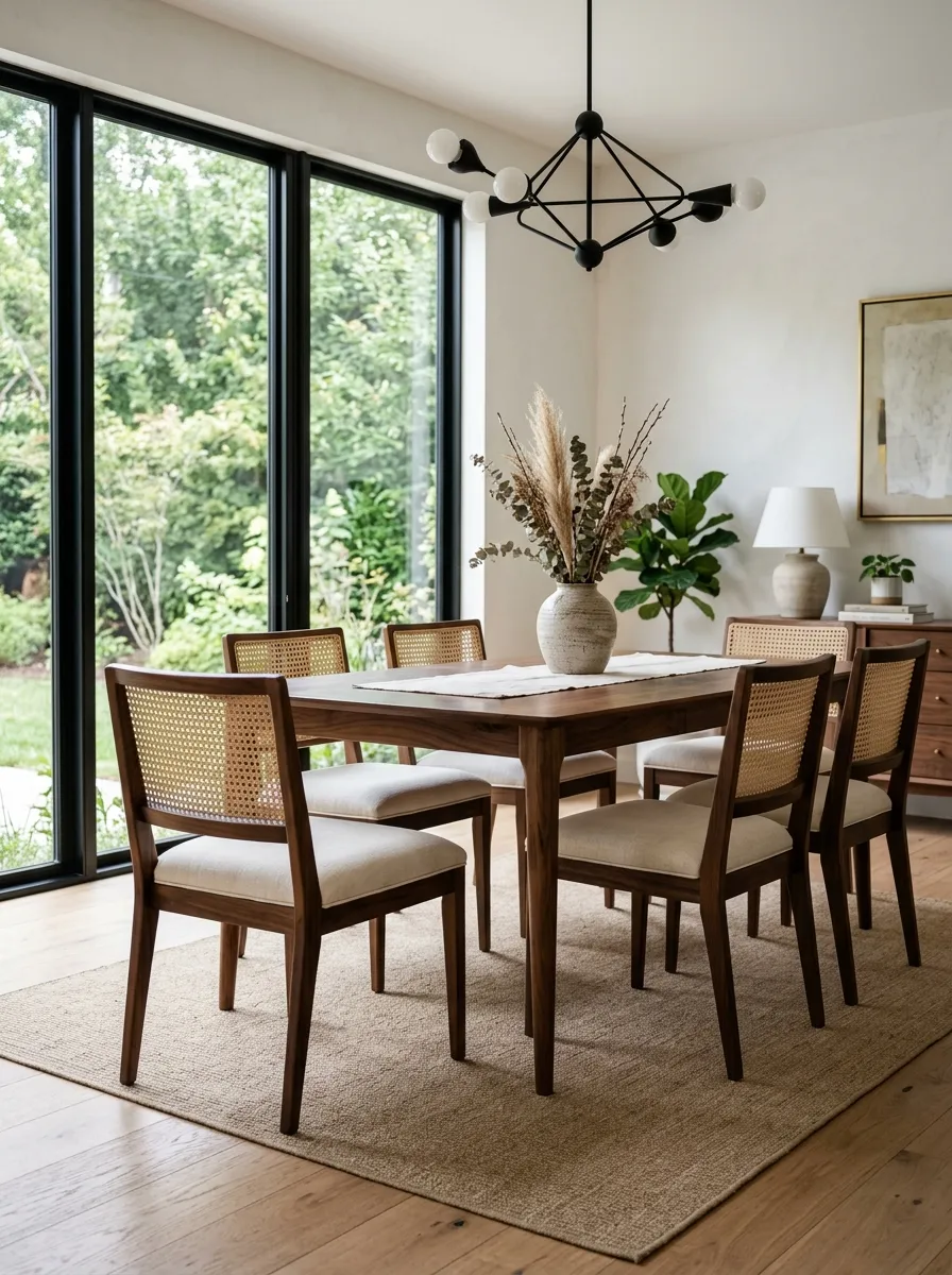 Mix Cane, Wood, and Upholstery Without Making the Room Feel Busy