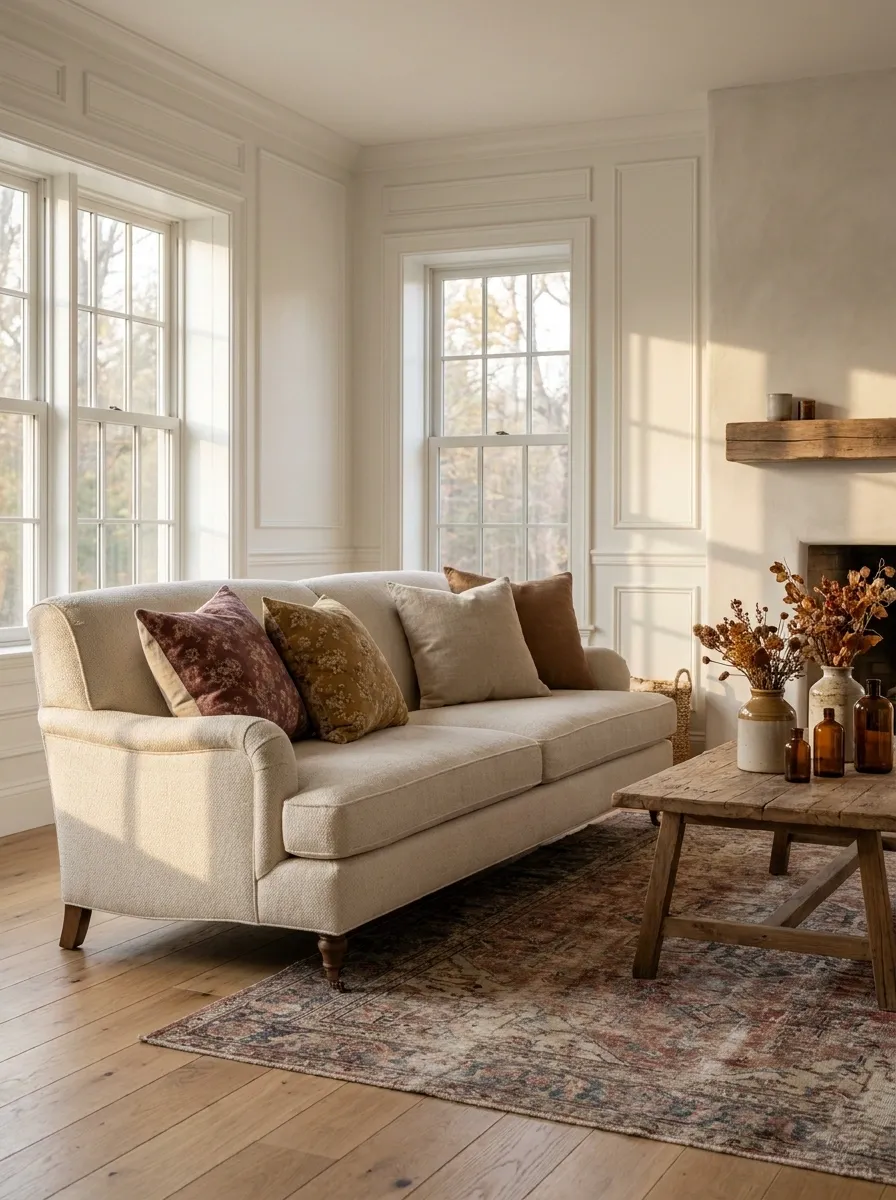 Mix One Floral Pattern With Plain Linen Instead of Matching Prints