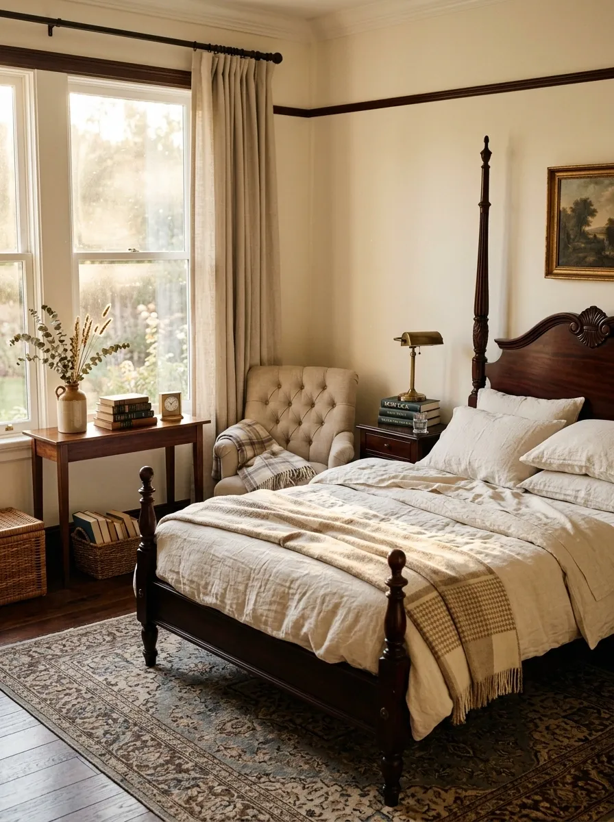 Mix Polished Wood With Relaxed Linen
