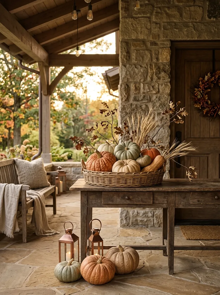 Mix Real Gourds With Natural Branches for a Better Display