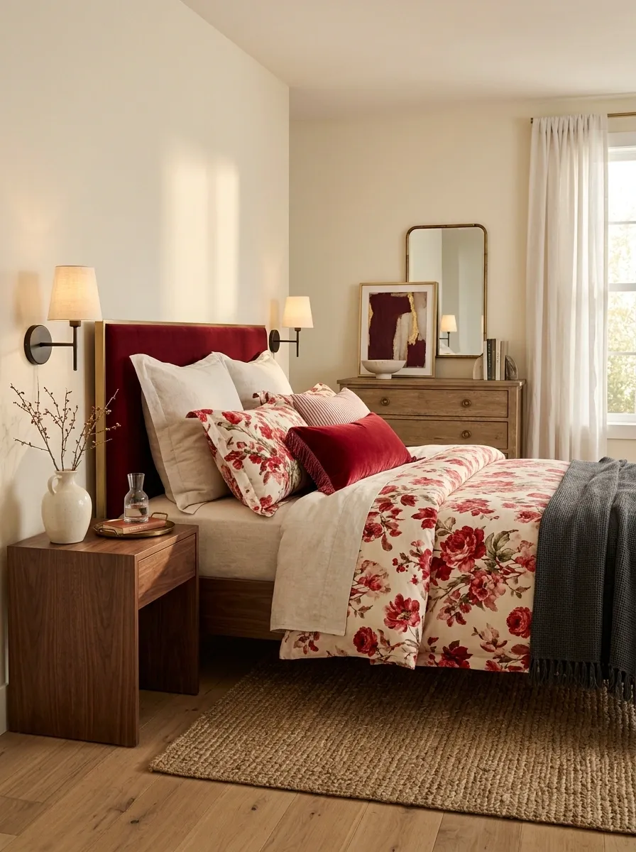 Mix Red Floral Patterns Without Making Them Busy