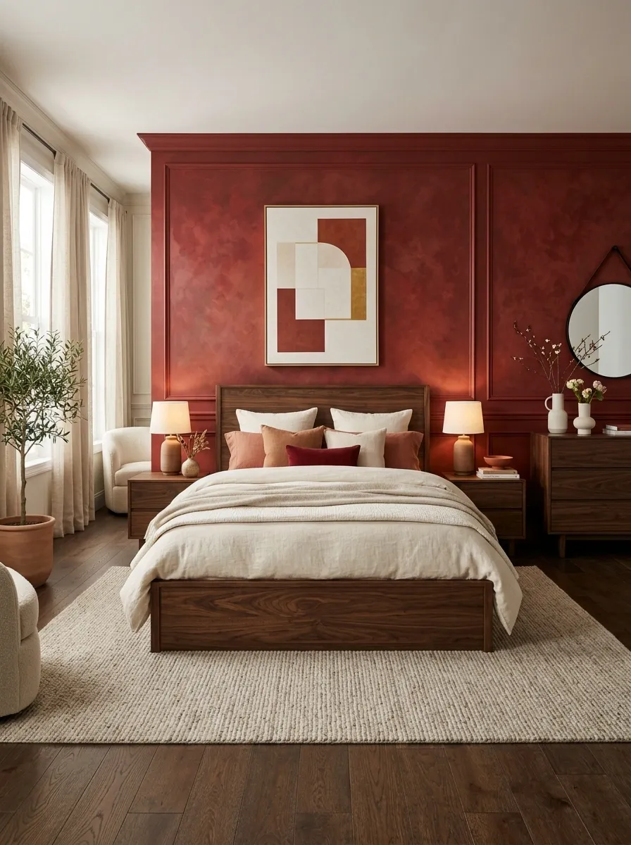 Mix Red With Dark Walnut Furniture