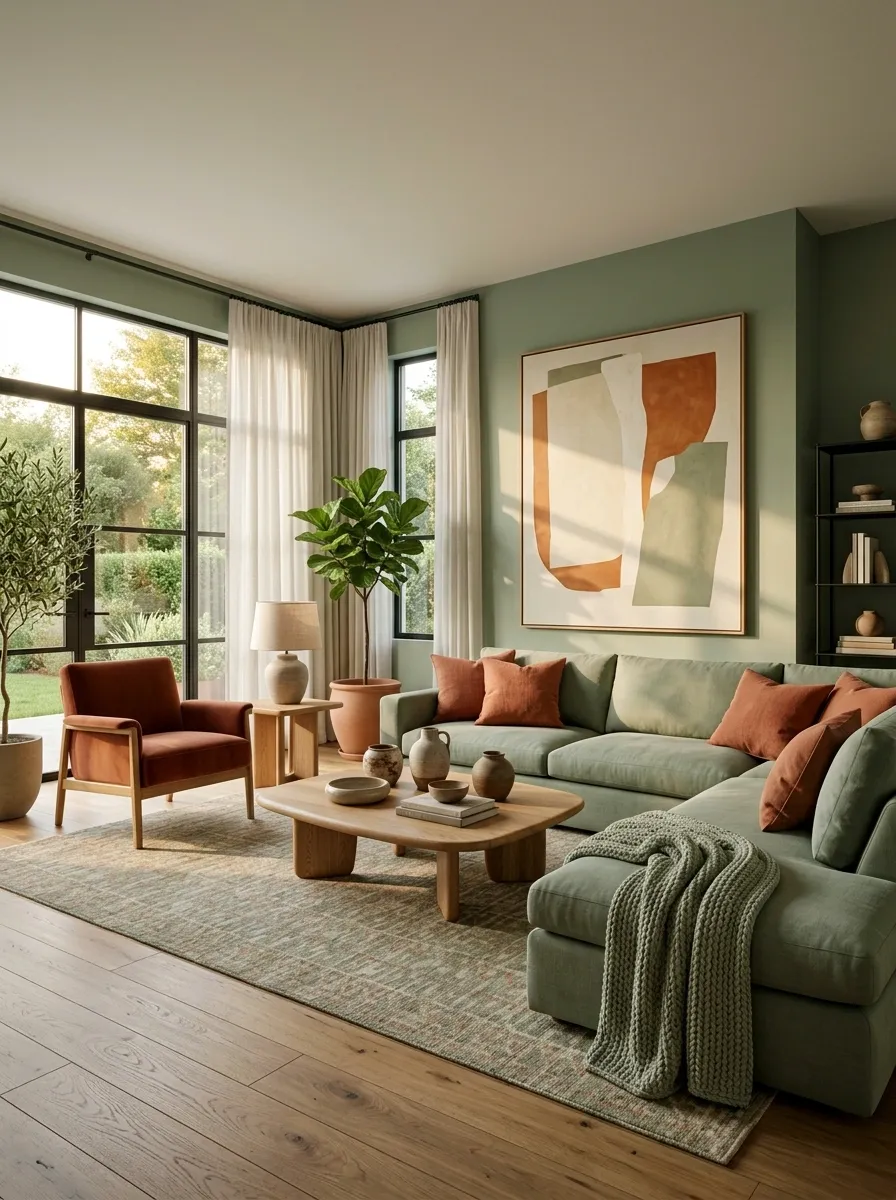 Mix Sage Green With Terracotta for a Warmer Look