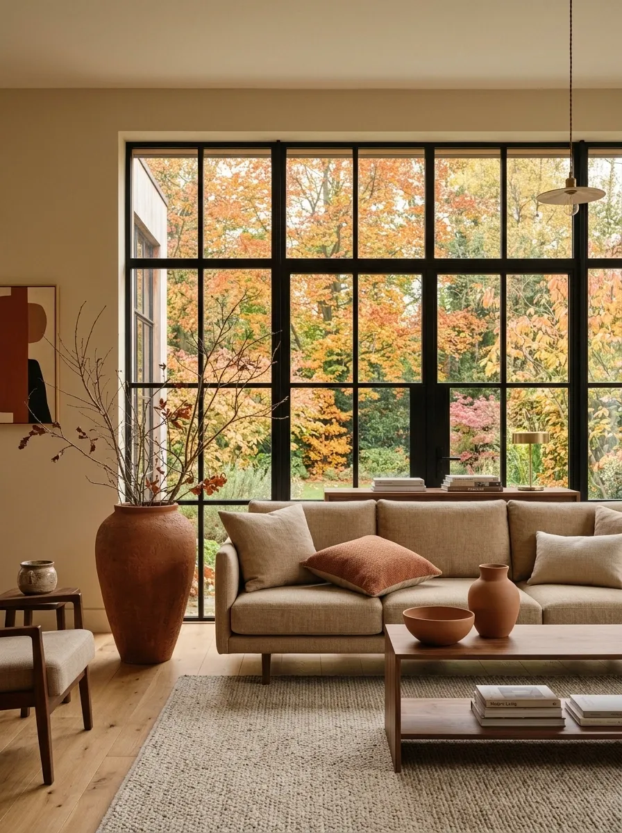 Modern Black and Terracotta Window Wall