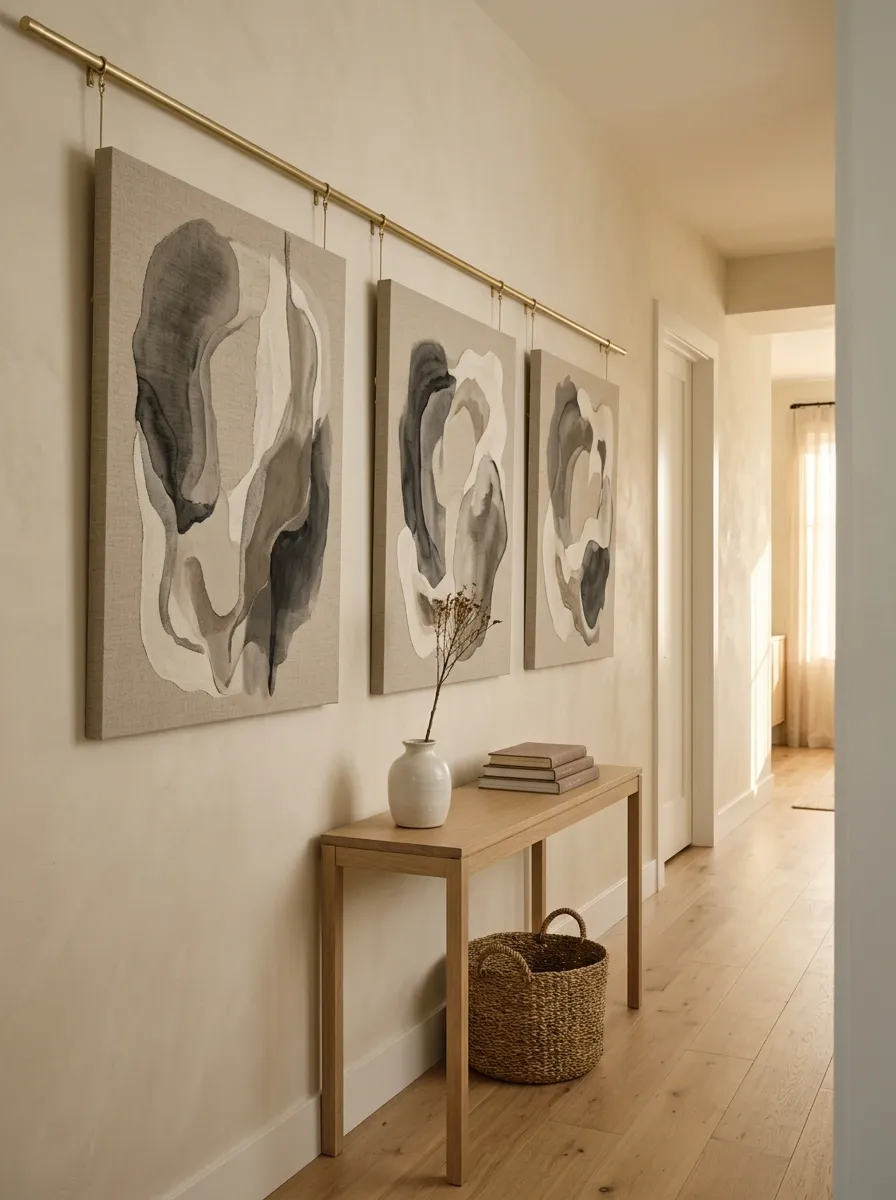 Modern Picture Rail Composition With Tonal Artwork