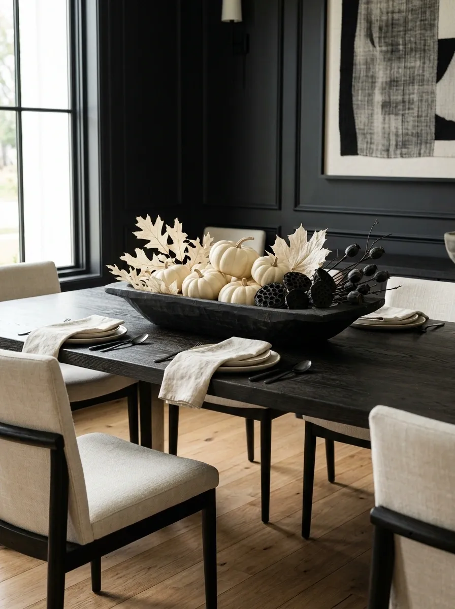 Moody Black-and-Cream Autumn Table