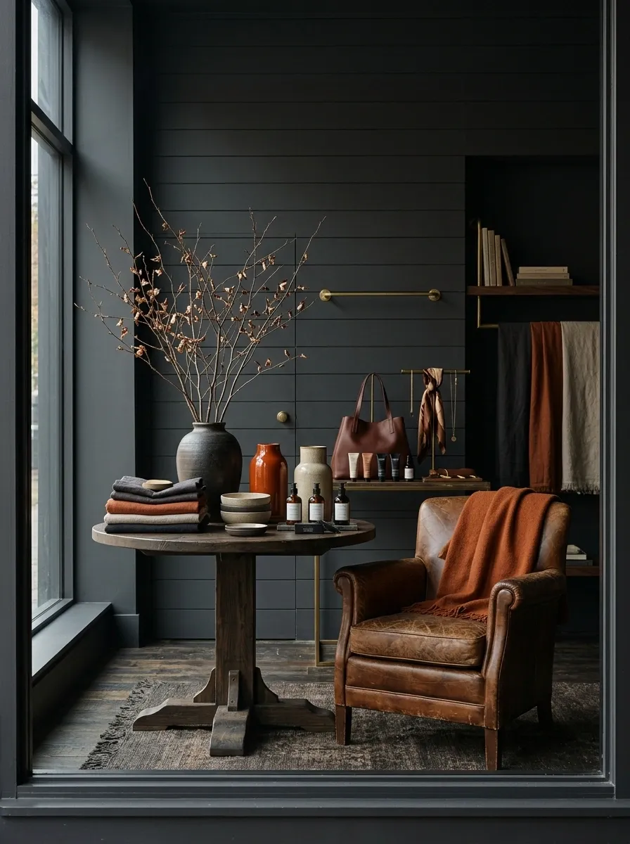 Moody Charcoal and Burnt Orange
