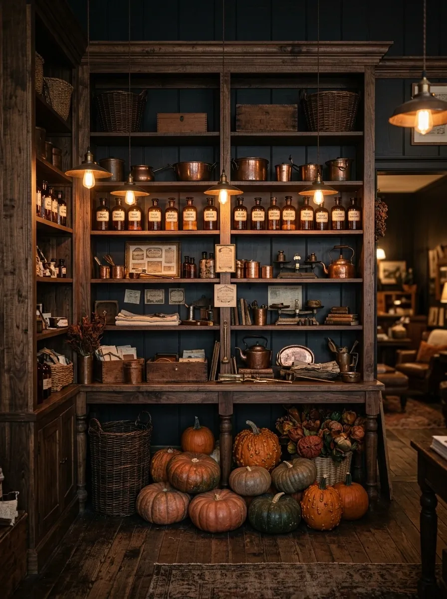 Moody Mercantile With Dark Wood and Copper