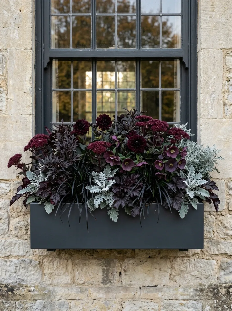 Moody Plum and Charcoal Arrangement