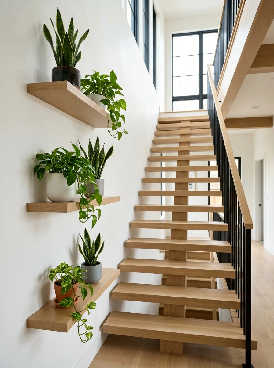 Mount Floating Shelves On The Stairwell Wall