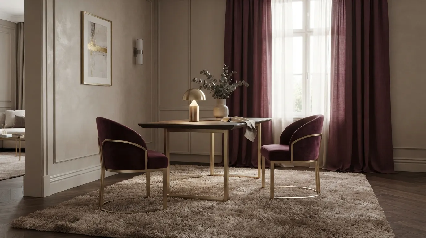 Mulberry, Warm Taupe, and Brushed Gold