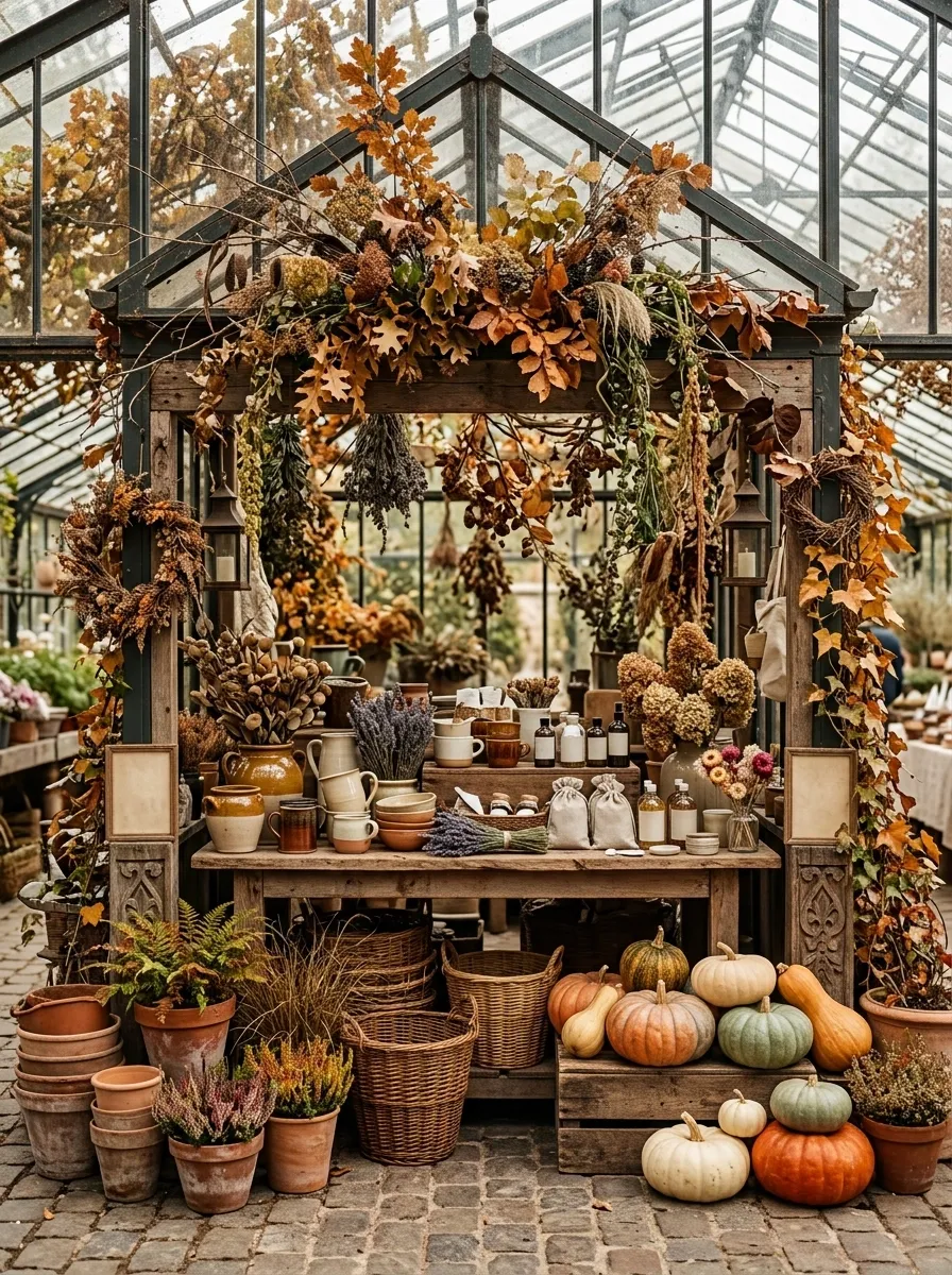 Old World Greenhouse Market With Layered Foliage