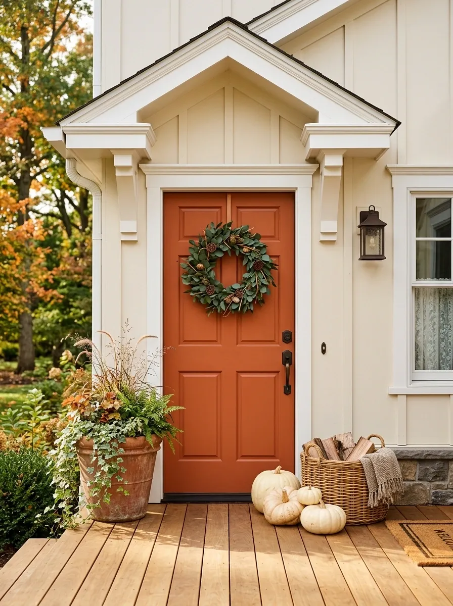 Orange Door With Cream and Green Layering