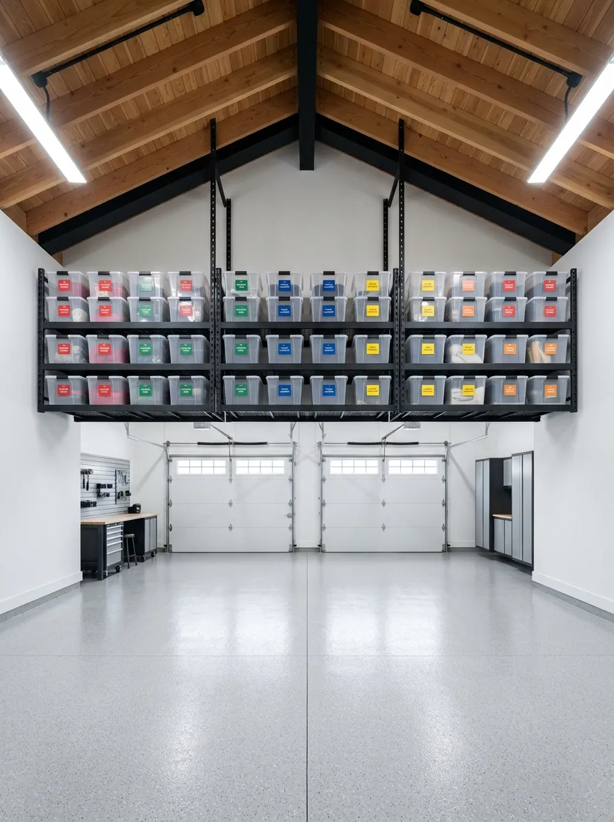 Overhead Ceiling Racks for Seasonal Bins