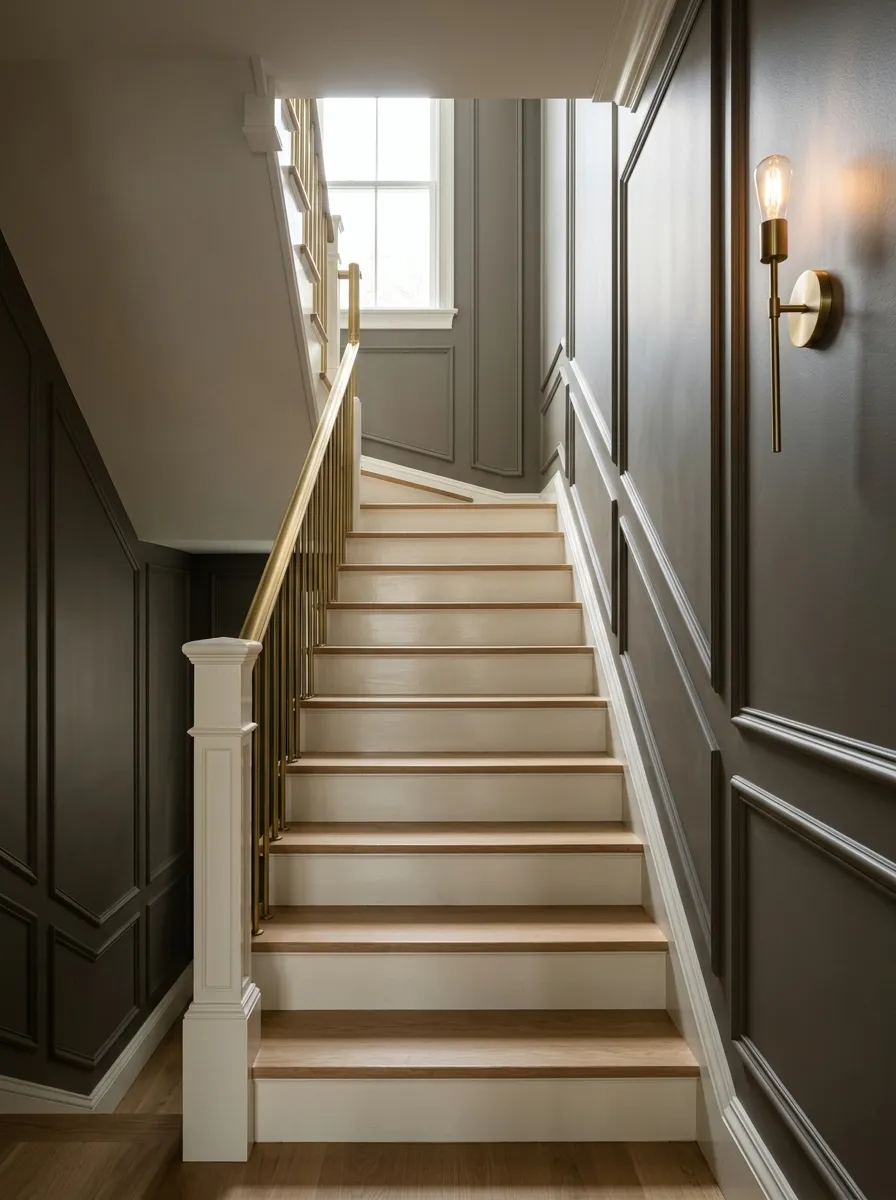 Paint the Stairwell Wall a Color Two Shades Darker Than Your Trim