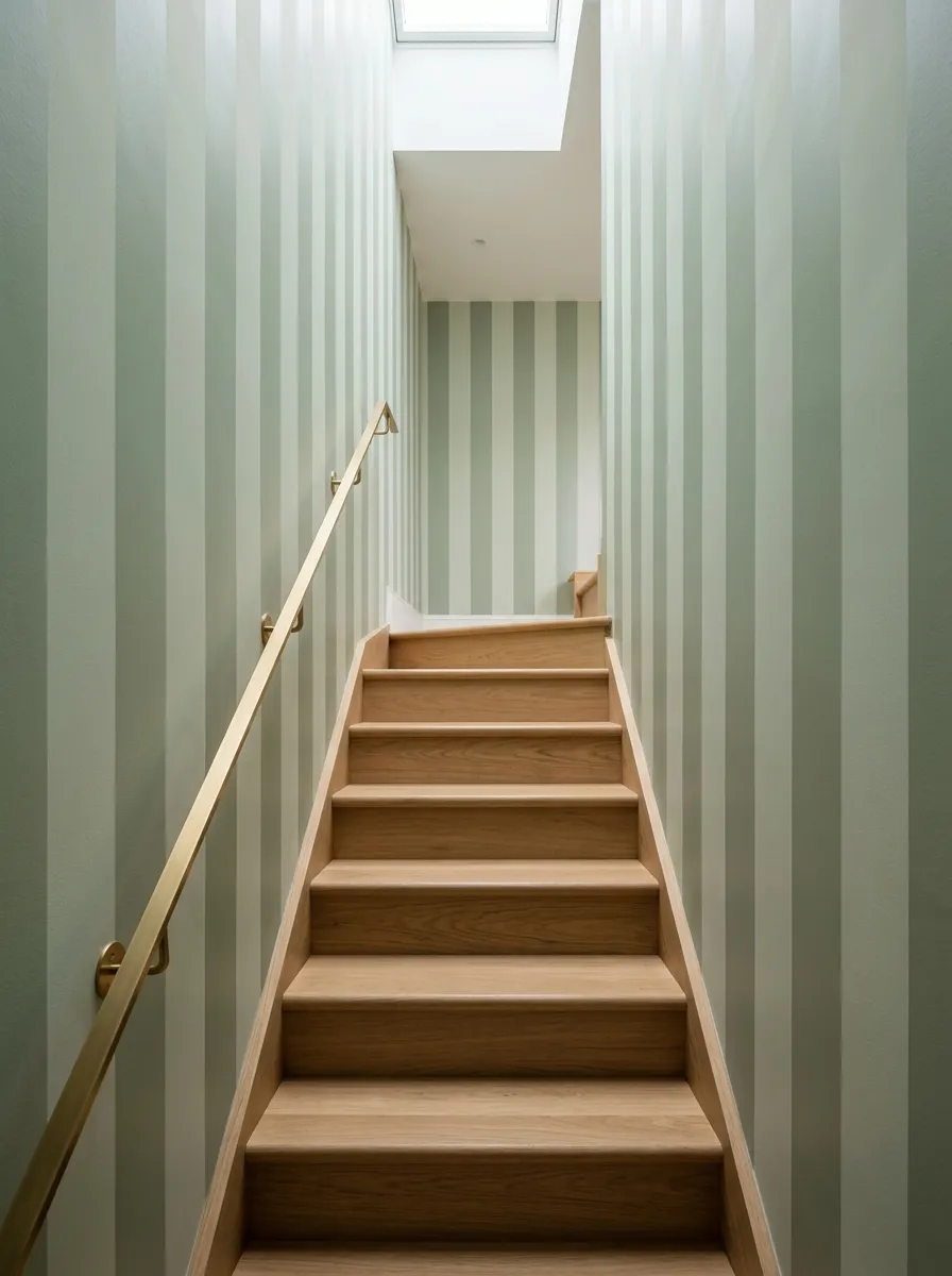 Paint Vertical Stripes to Widen a Narrow Stairwell