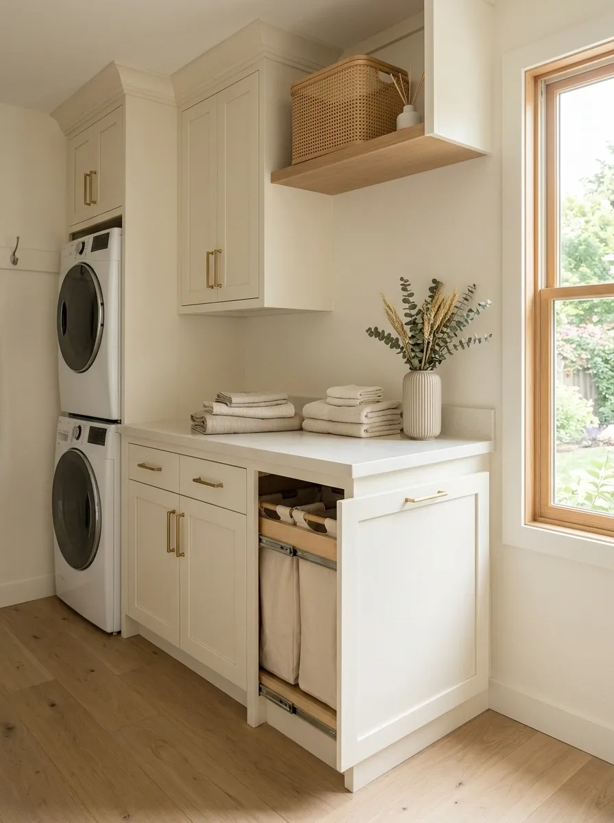 Pair a Folding Table With a Hidden Pull-Out Hamper