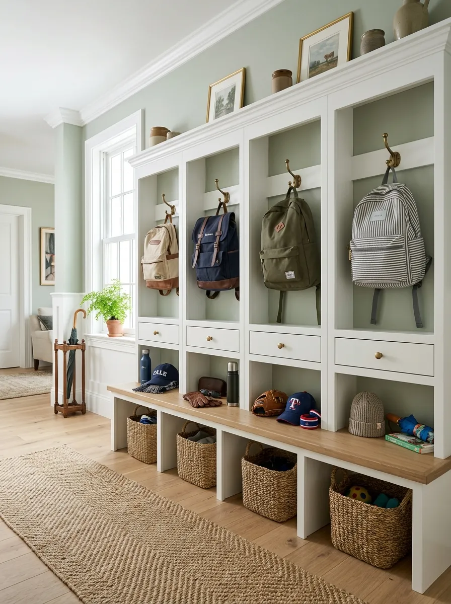 Pair Each Backpack Hook With a Small Personal Basket