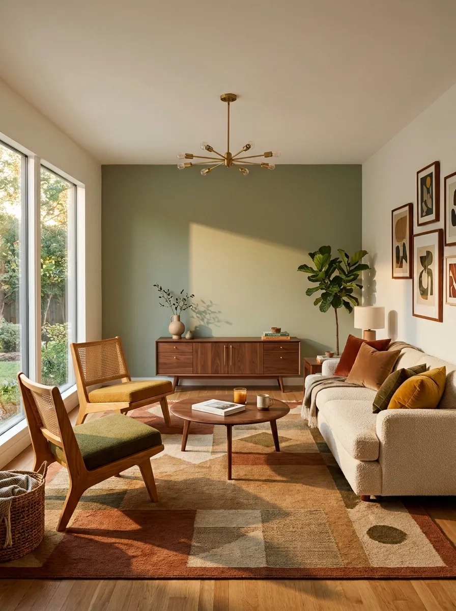 Pair Walnut or Teak With Warm Upholstery