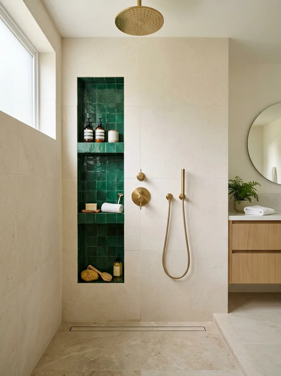 Place a vertical niche beside the shower controls