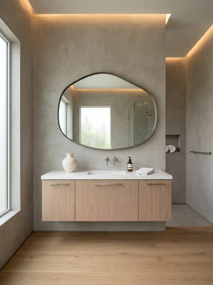 Quiet Luxury Bathroom With Full-Height Microcement Walls