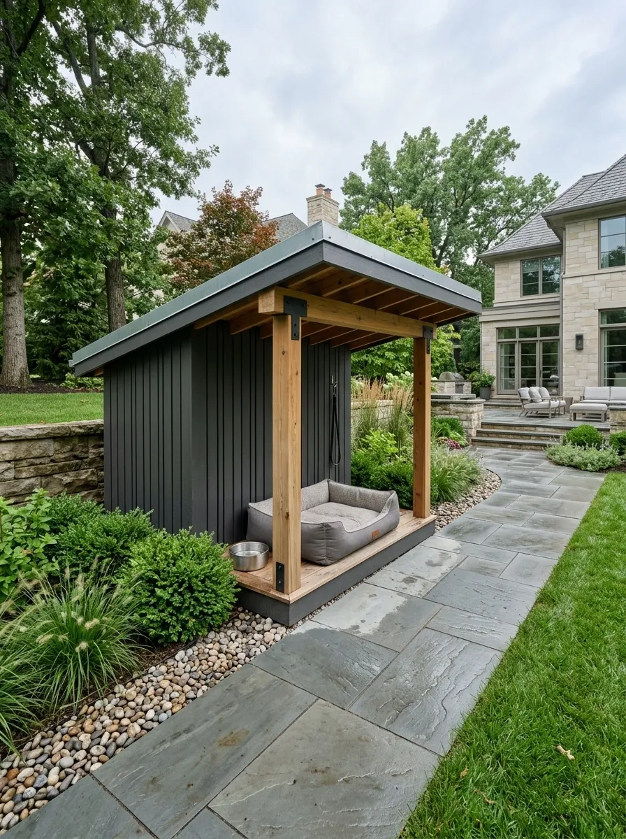 Rain-Friendly Dog Corner With Covered Drainage Area