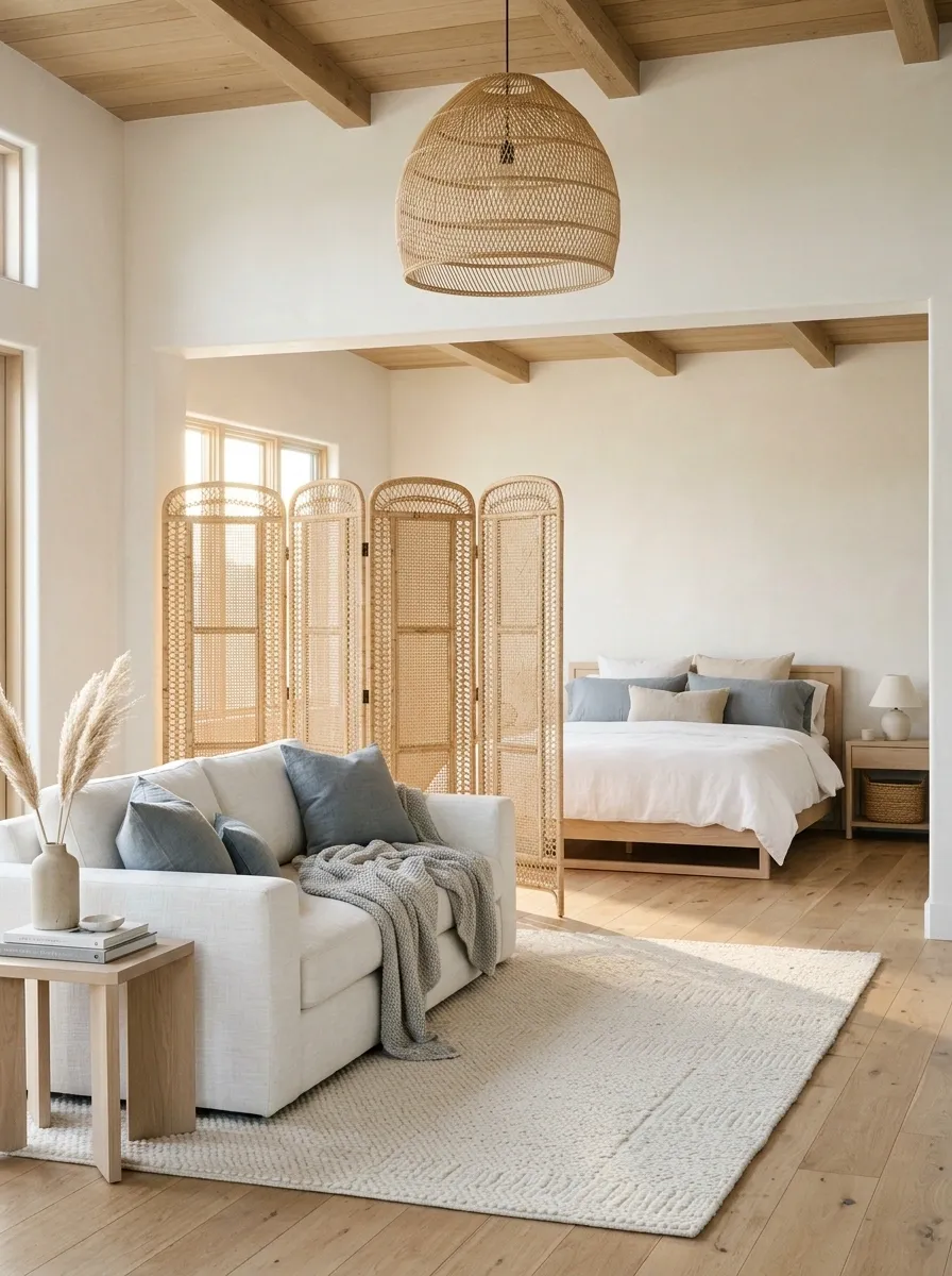 Rattan Panels in a Relaxed Coastal Interior