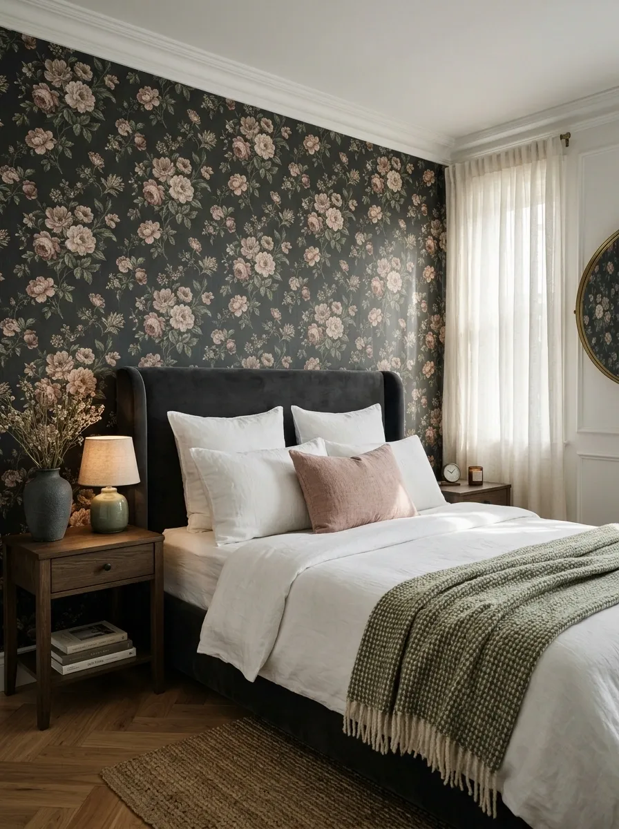 Repeat One Flower Color in Small Bedroom Details