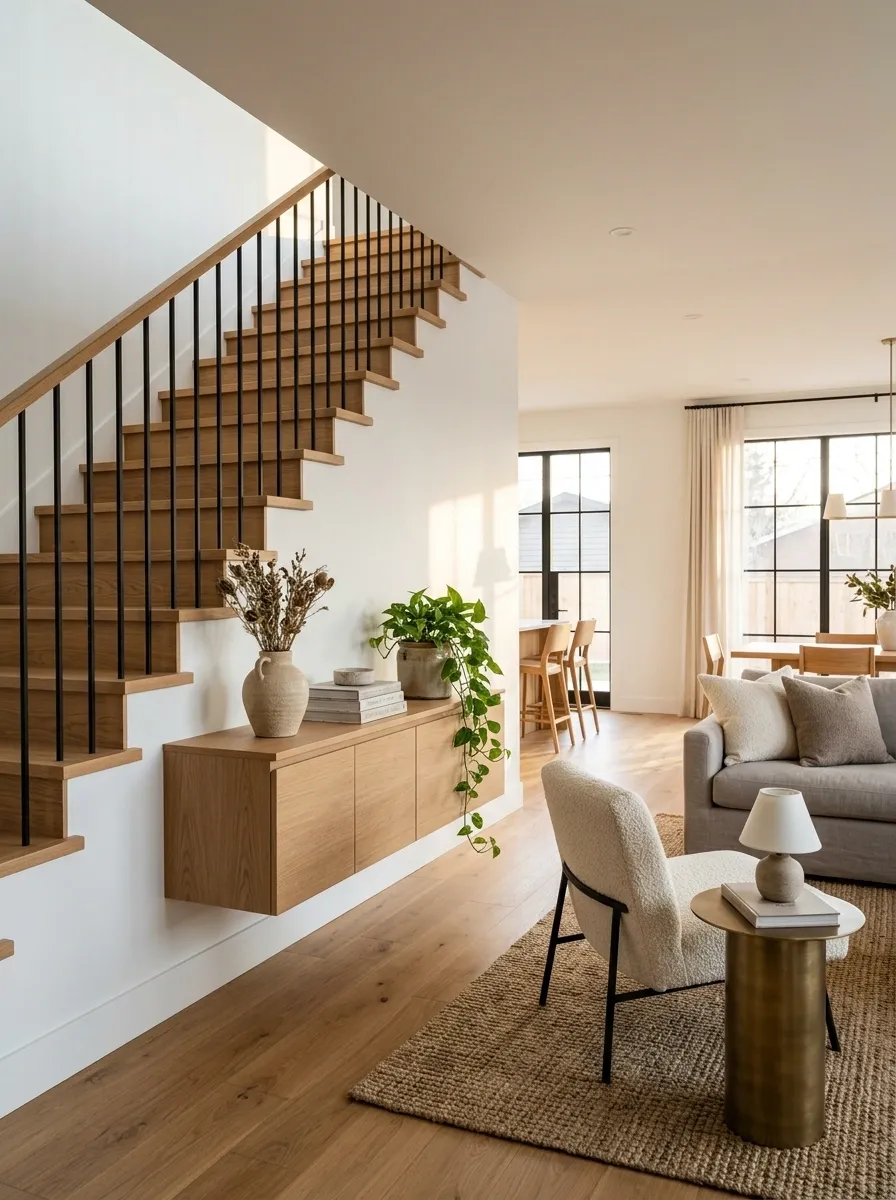 Repeat the Staircase Wood Tone Somewhere Else in the Room