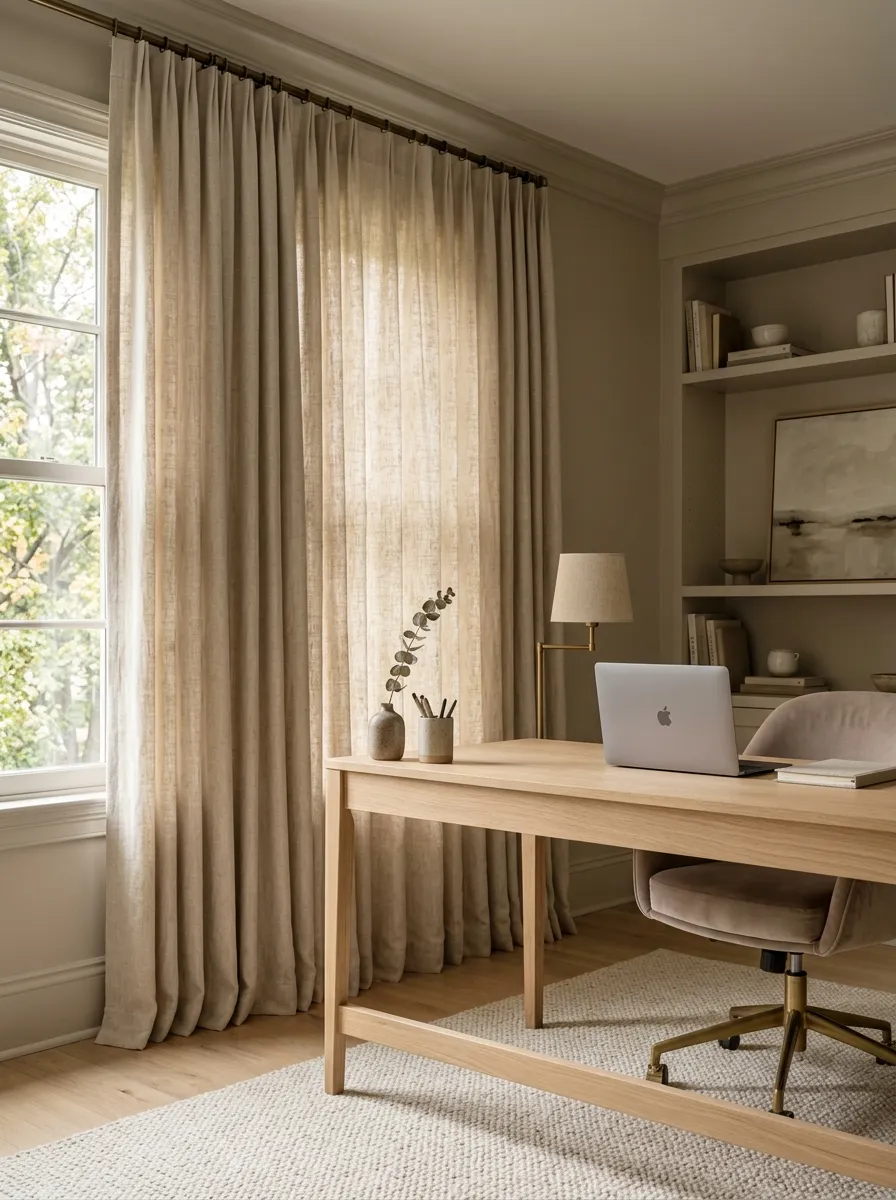 Replace Stiff Blinds with Heavy Linen Drapes