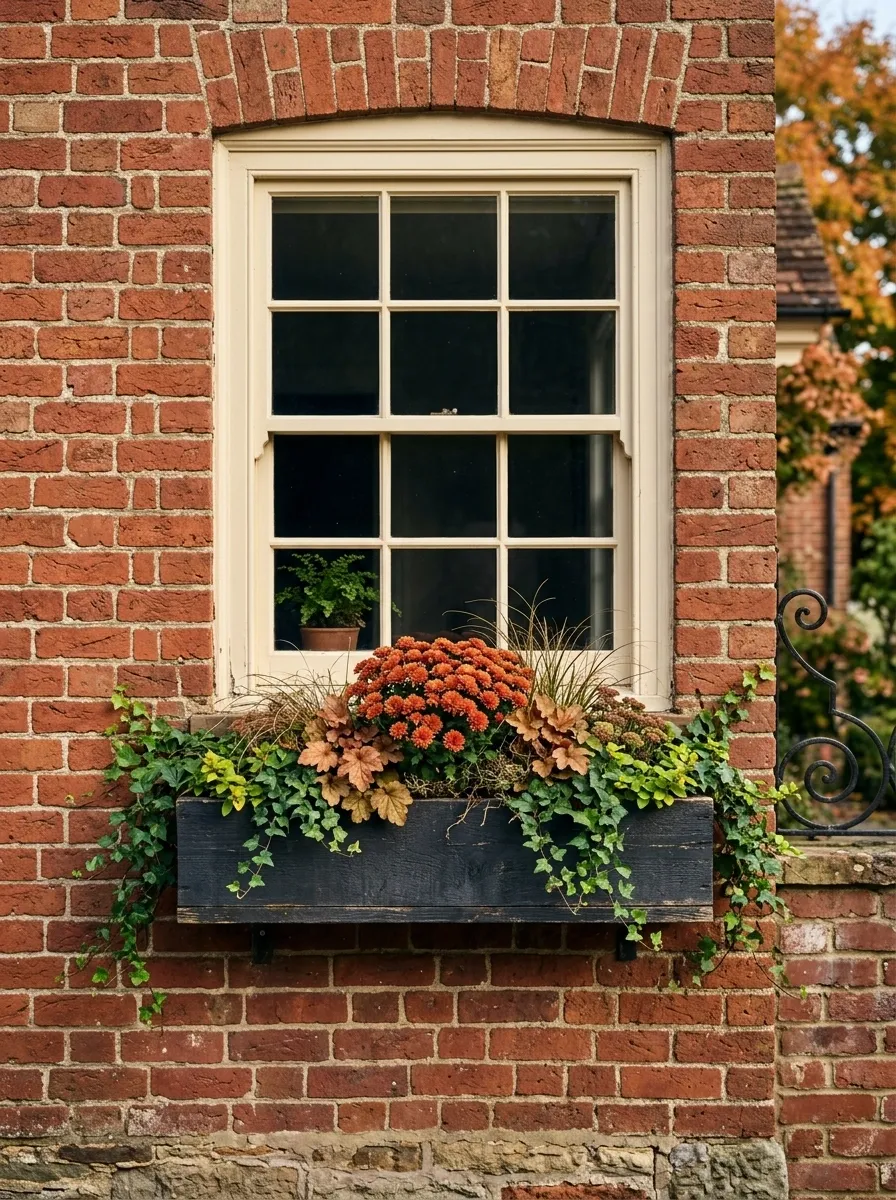 Rust Mums With Trailing Ivy