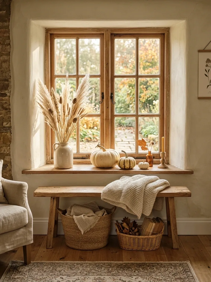Rustic Farmhouse Window With Woven Textures