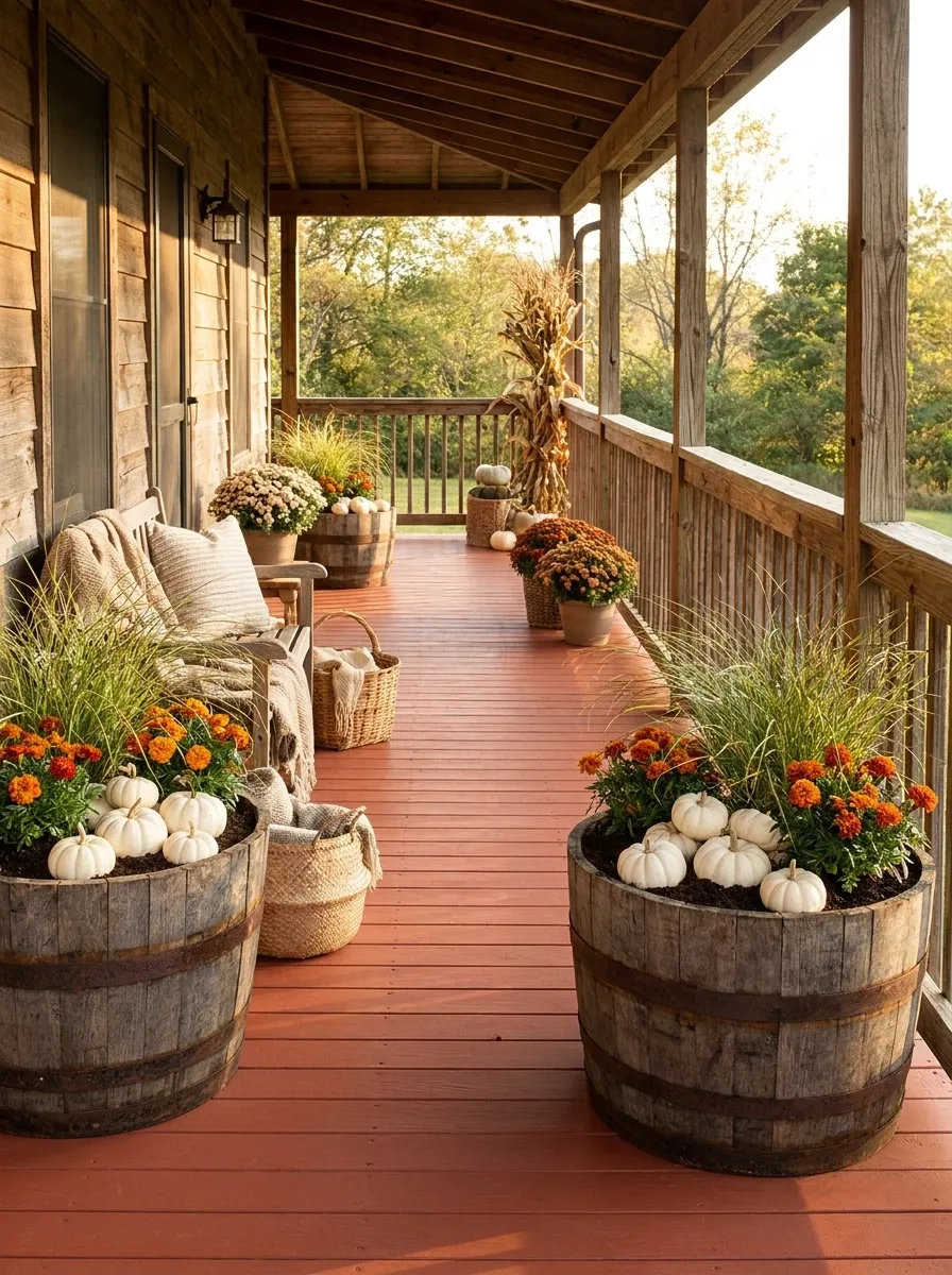 Rustic Orchard Half-Barrels