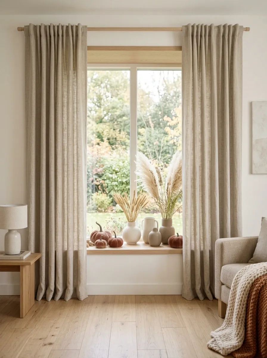 Scandinavian Autumn Window With Oatmeal and Rust