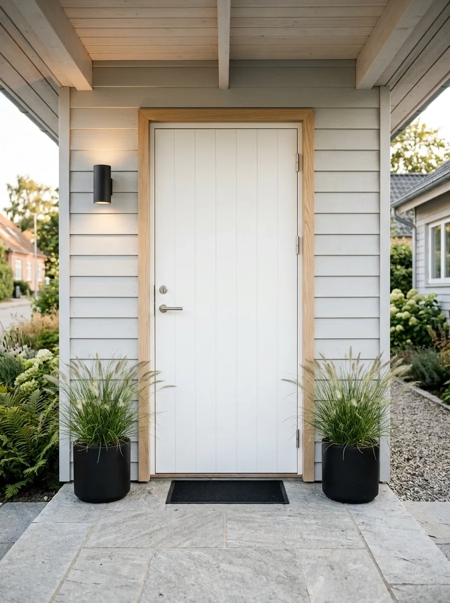 Scandinavian White Door With Pale Wood Details