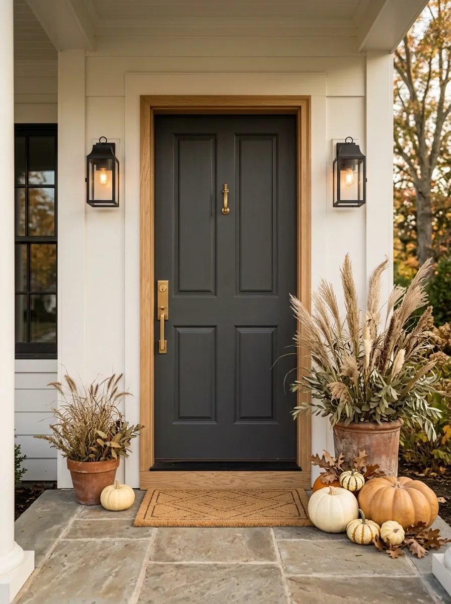 Seasonal Fall Door With Restrained Harvest Styling