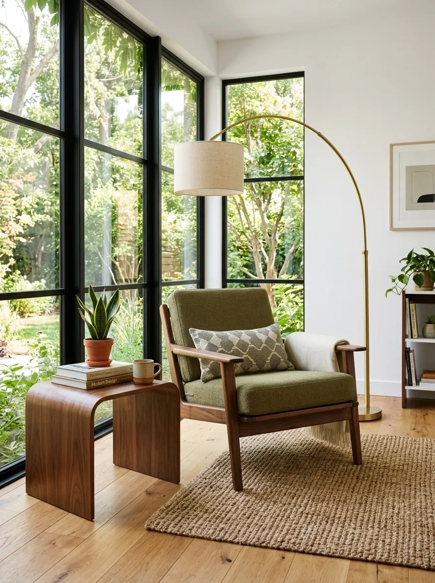 Small Home With a Sunroom-Style Reading Corner