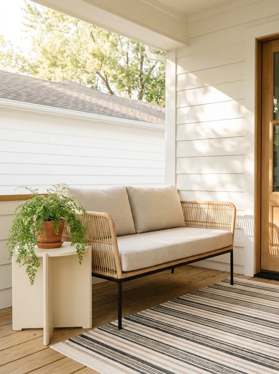 Small porches need visual breathing room as much as seating