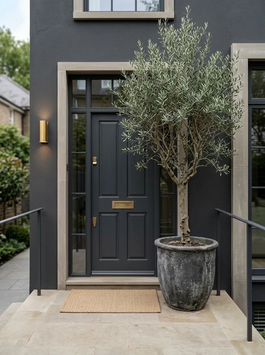 Small Townhouse Porch With One Strong Plant Statement