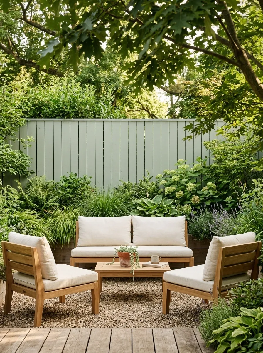 Soft Sage and Natural Wood Backyard Retreat