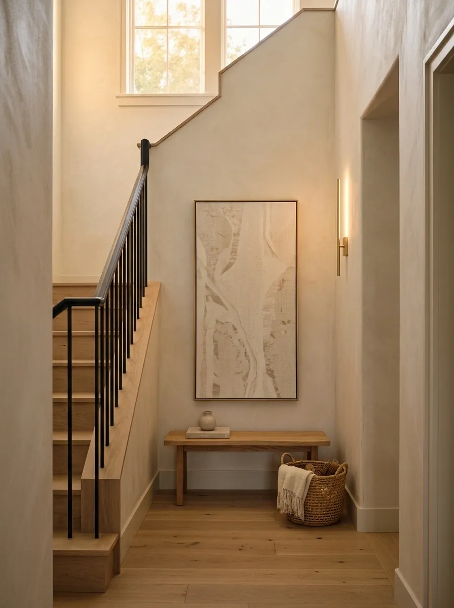 Softly Layered Stair Landing Wall