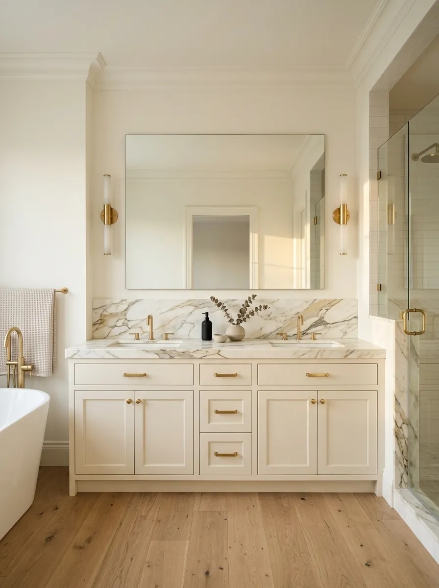 Statement Stone Vanity With Barely There Decor