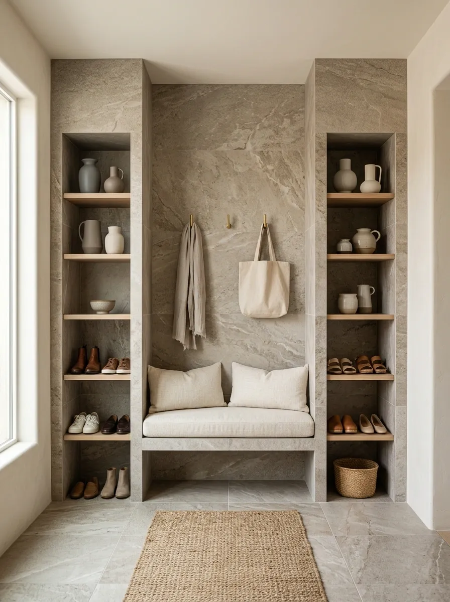 Stone-Look Tile Bench Nook